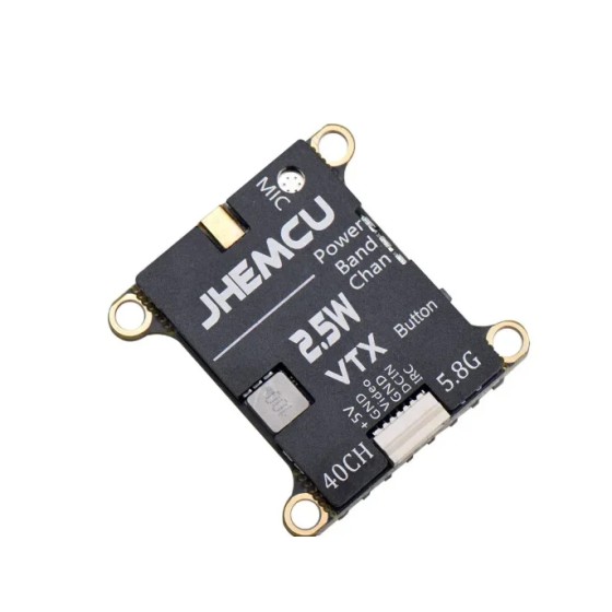 JHEMCU 2.5W VTX 5.8G 40CH Adjustable FPV Transmitter Built-in Microphone Heat Sink 2-6S 30X30mm for RC Airplane FPV Long Range